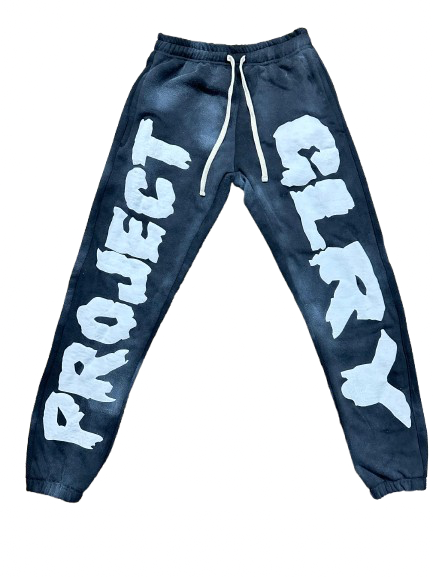 puff print acid wash pants